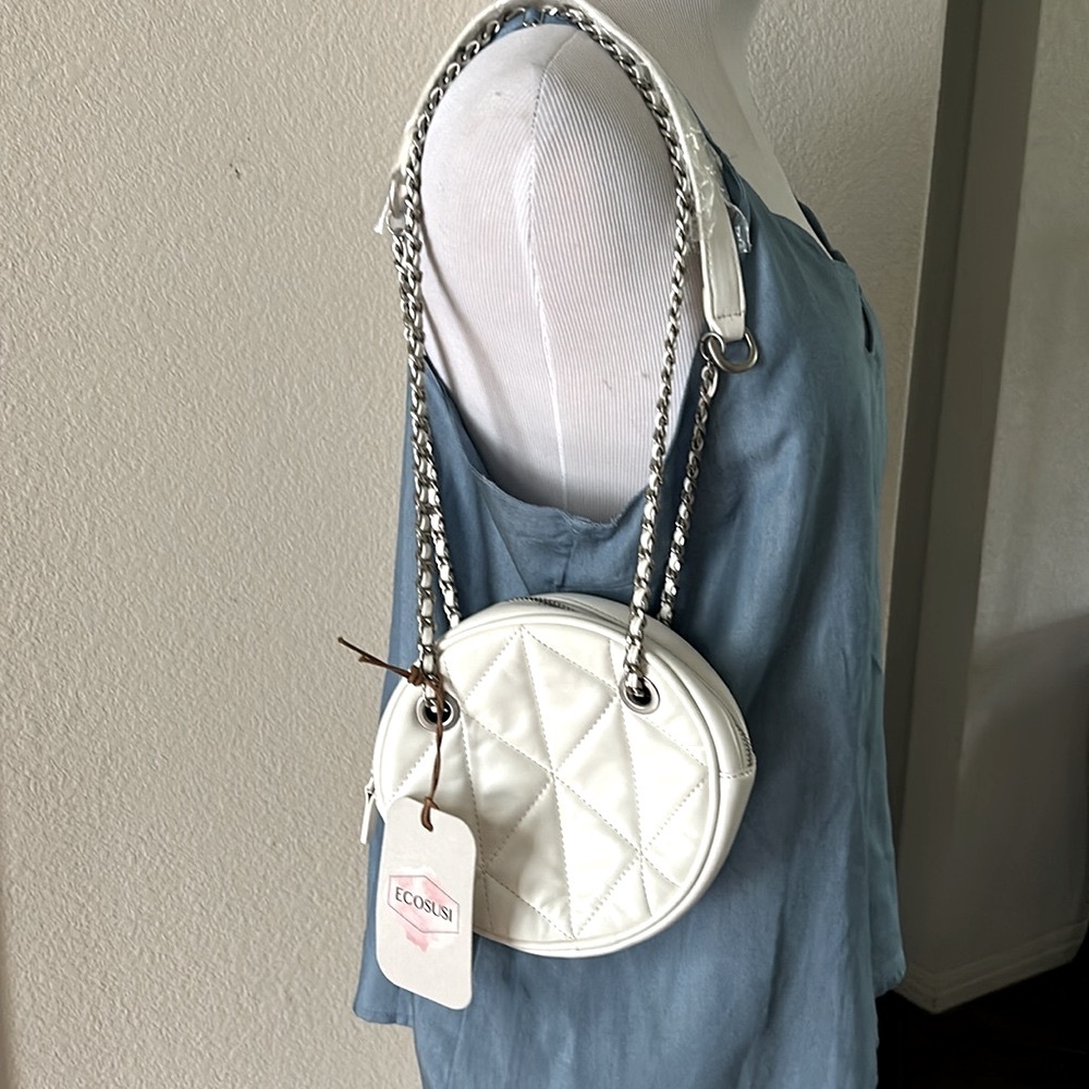 Ecosusi Womens Quilted Crossbody Bag Sustainable Off White Shoulder NEW Chain
